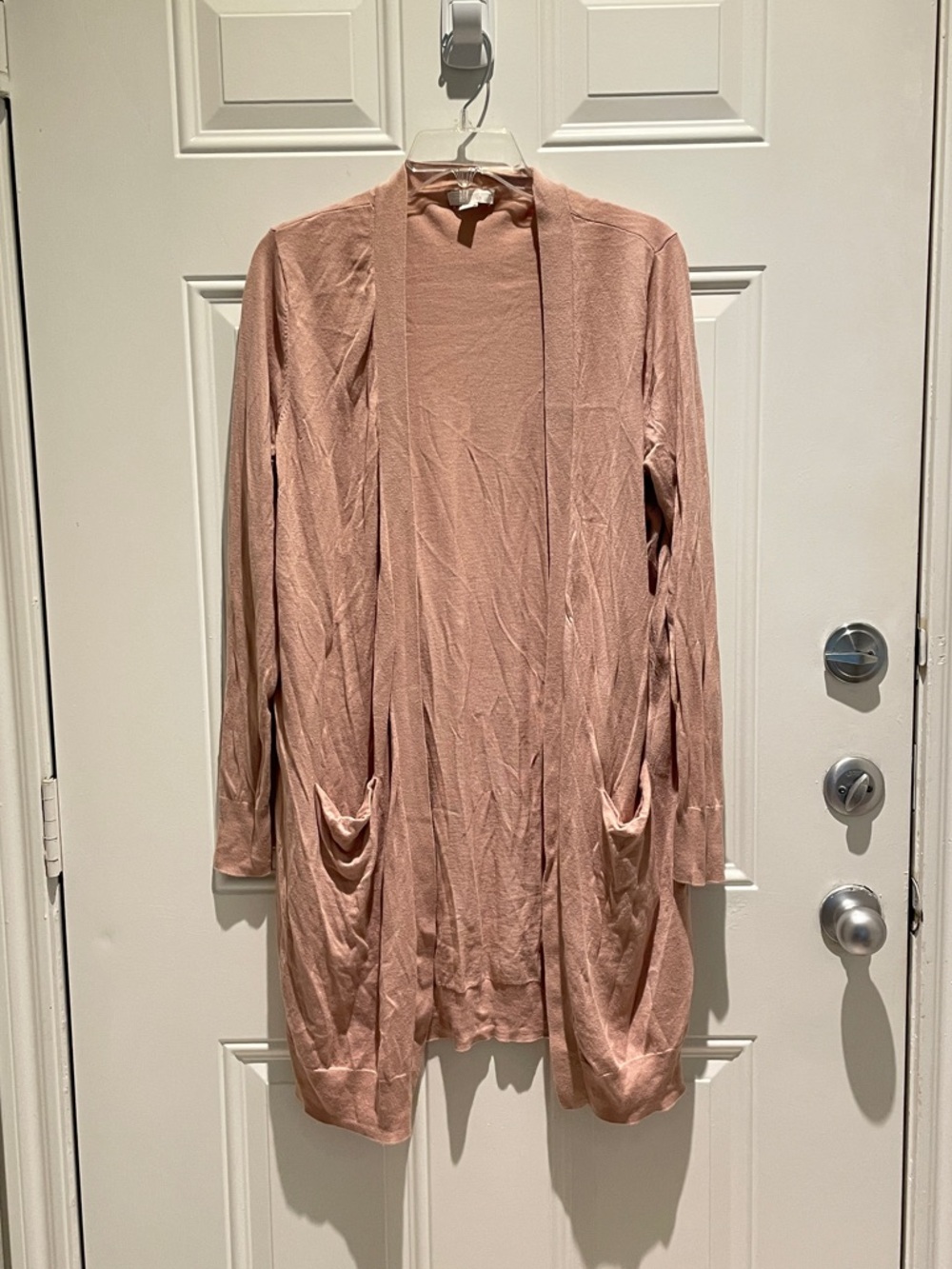 14th & Union Light Pink Long Sleeve Open Front Cardigan Size Oversized Medium